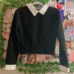 🦋 Persona Black & White Collared Blouse